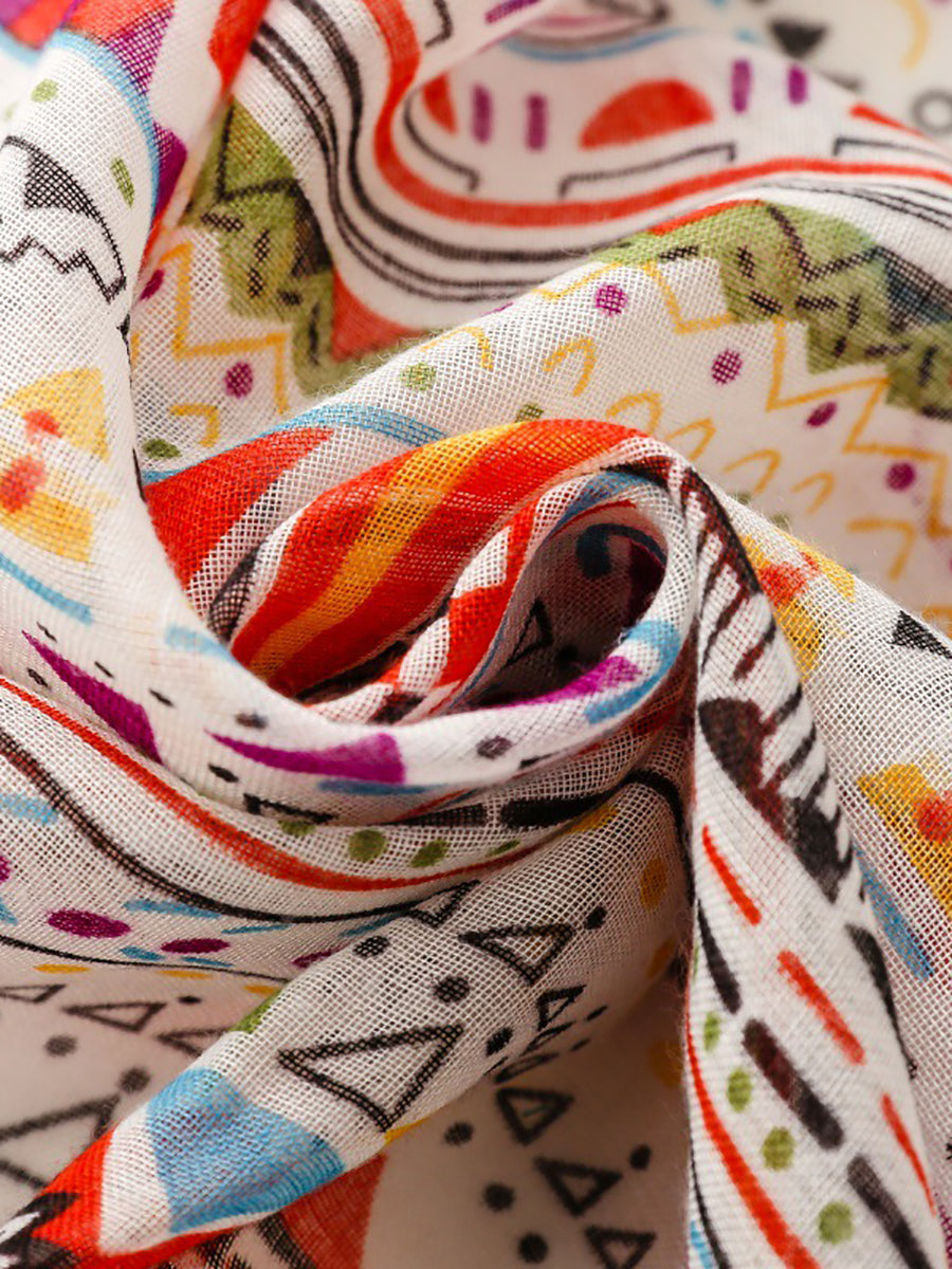Scarf Print Bohemia Women Shawl Tassel Geometric