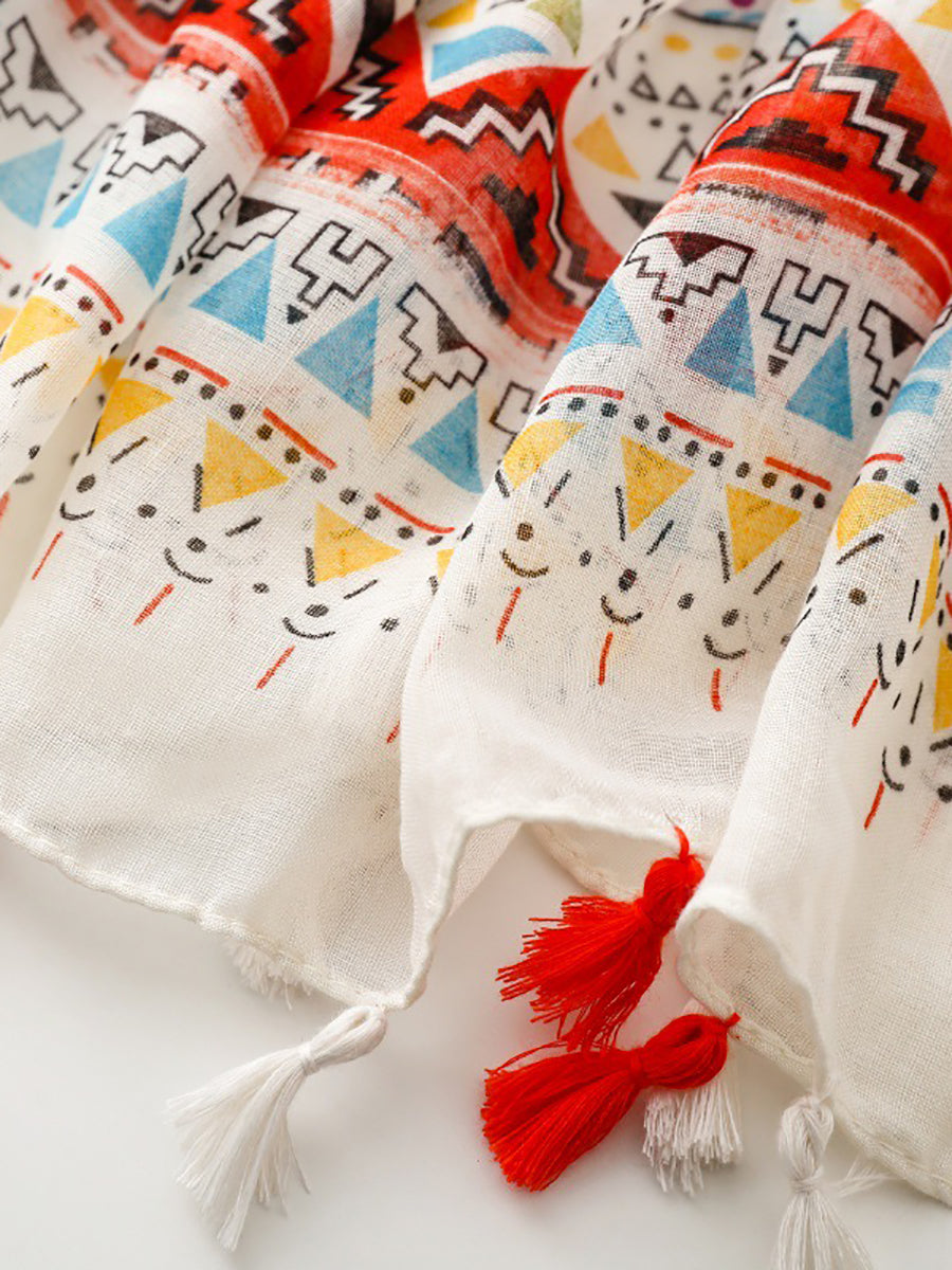 Scarf Print Bohemia Women Shawl Tassel Geometric