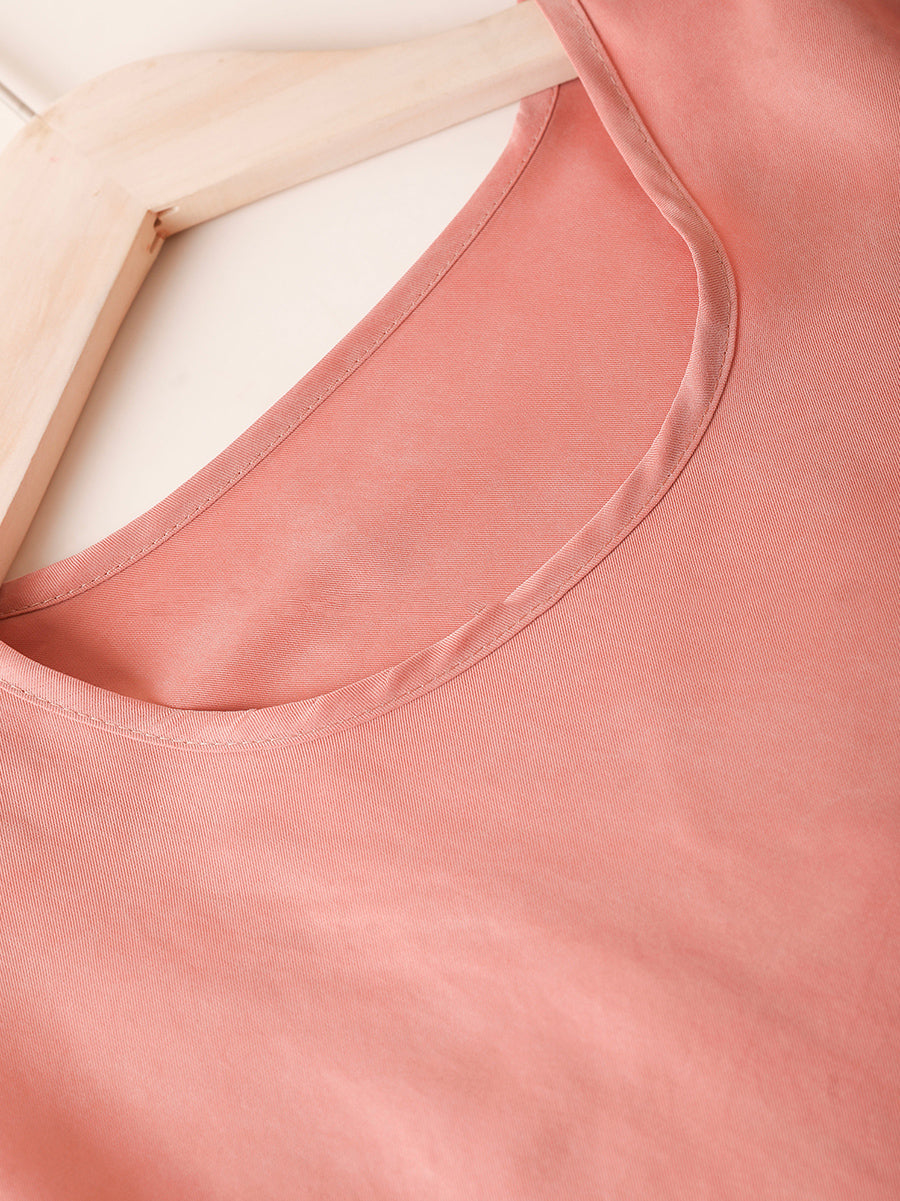 Shirt Color Women Summer Spliced O-Neck Artsy Pure