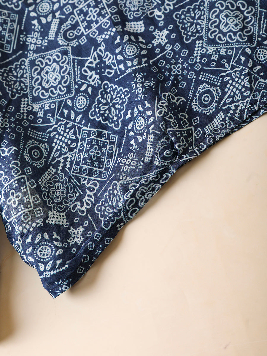 100%Ramie Artsy Turn-down Summer Women Collar Shirt Print