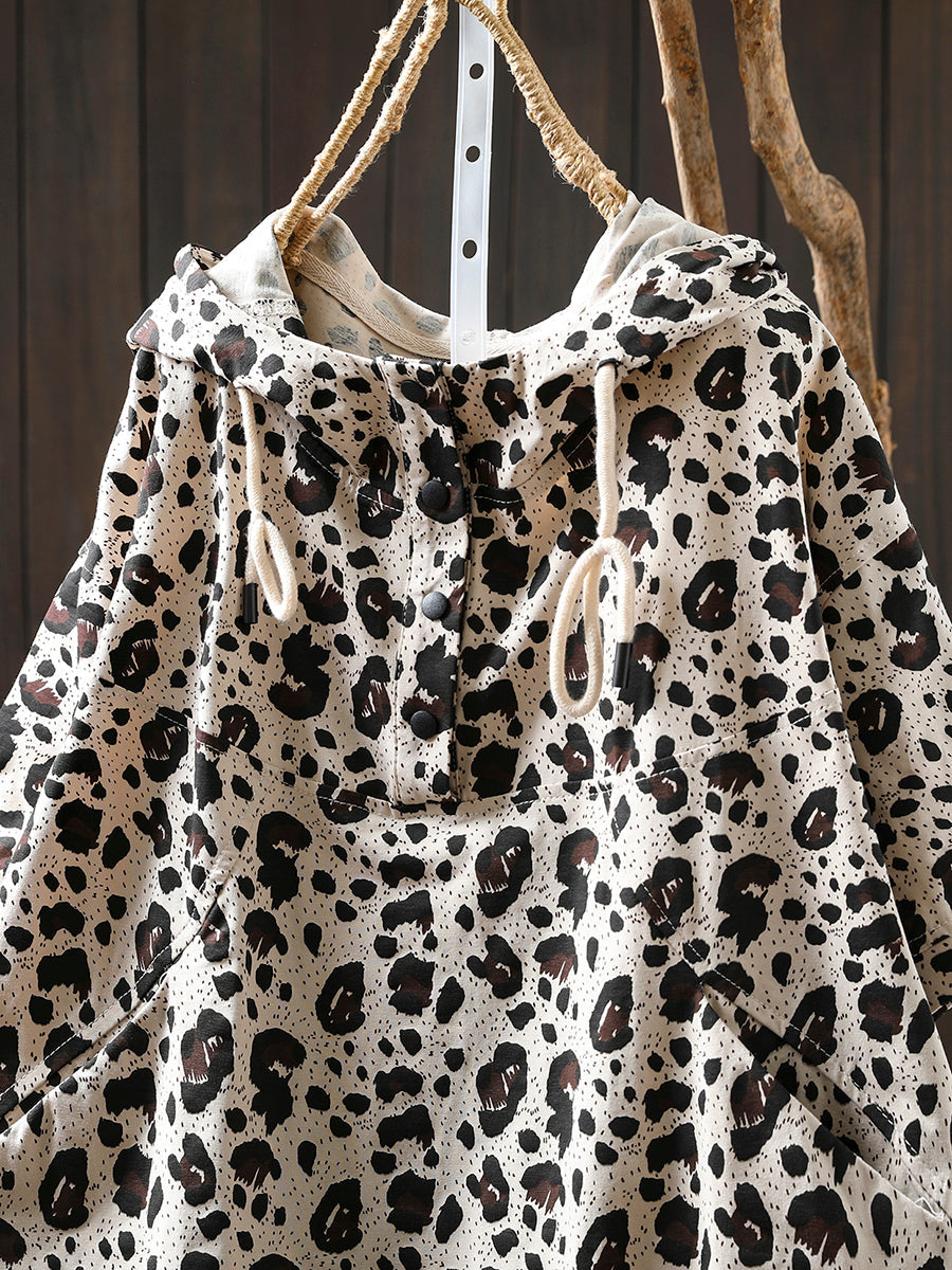 Hooded Summer Leopard Artsy Women Shirt