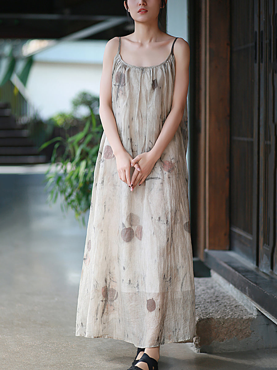 Dyeing Dress Vest Women O-Neck Artsy Summer