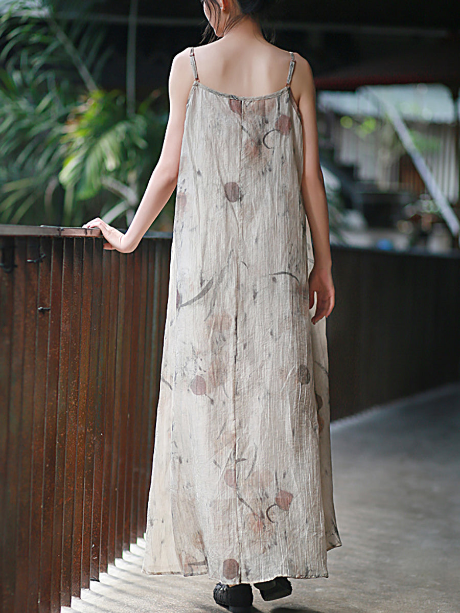 Dyeing Dress Vest Women O-Neck Artsy Summer