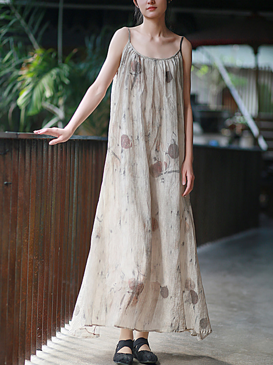 Dyeing Dress Vest Women O-Neck Artsy Summer