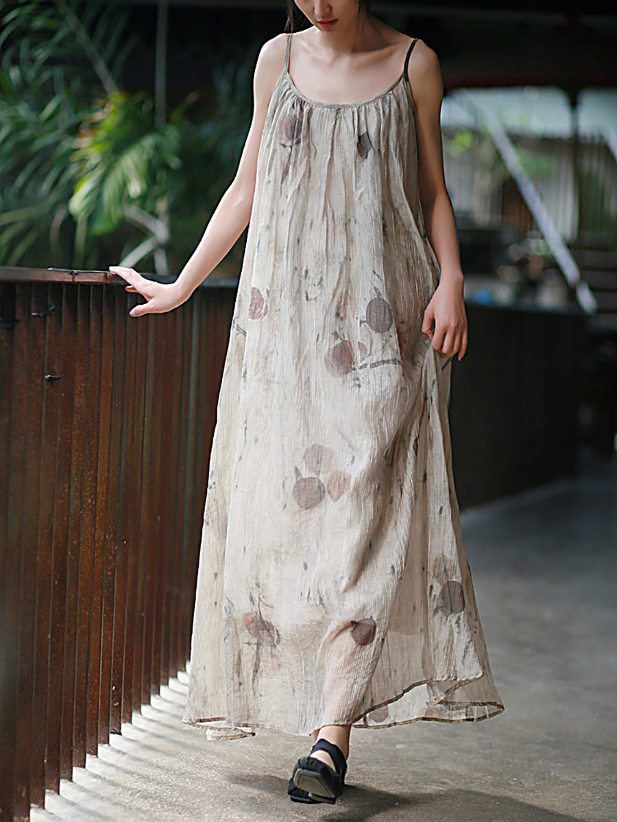 Dyeing Dress Vest Women O-Neck Artsy Summer