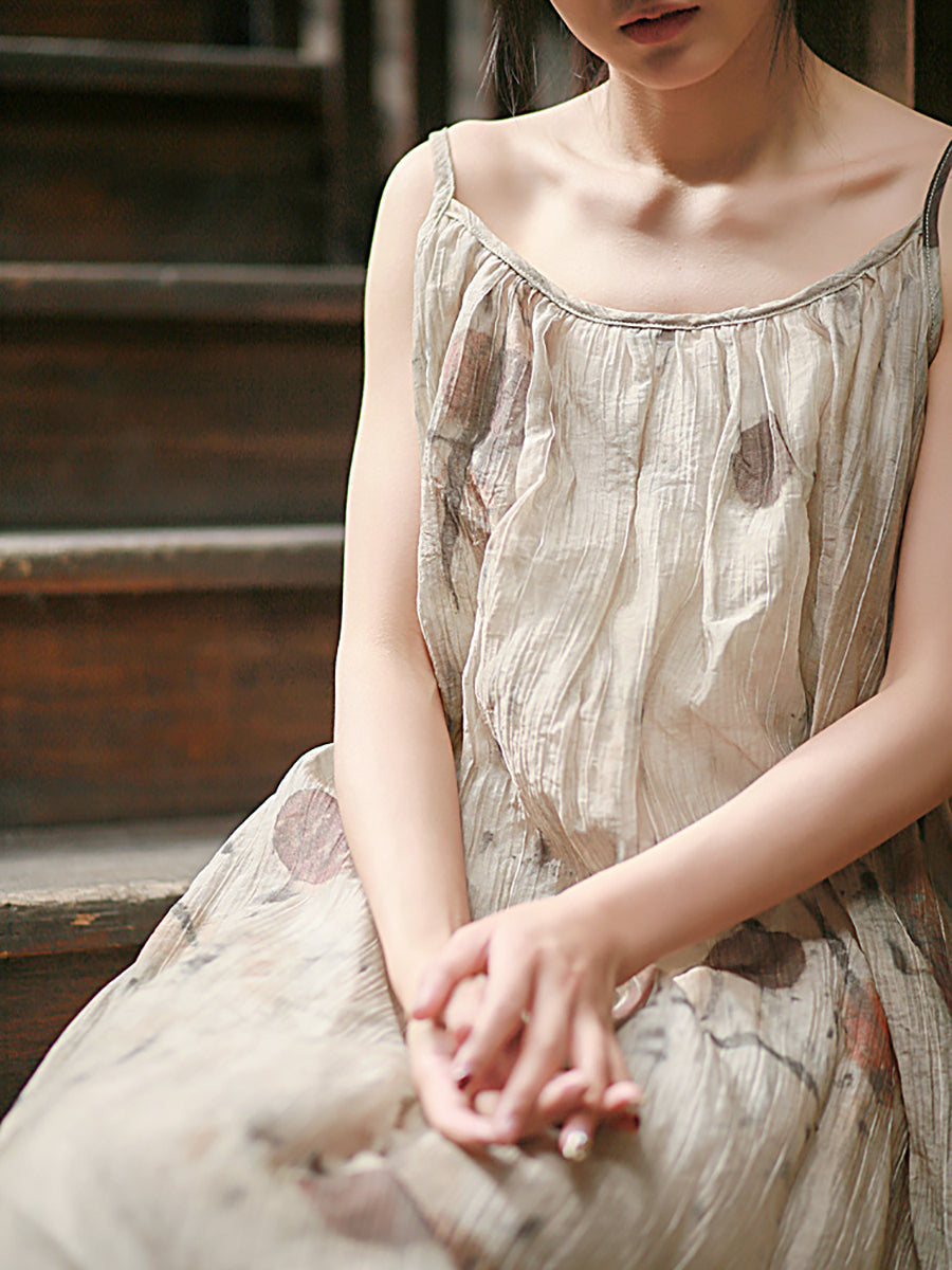 Dyeing Dress Vest Women O-Neck Artsy Summer