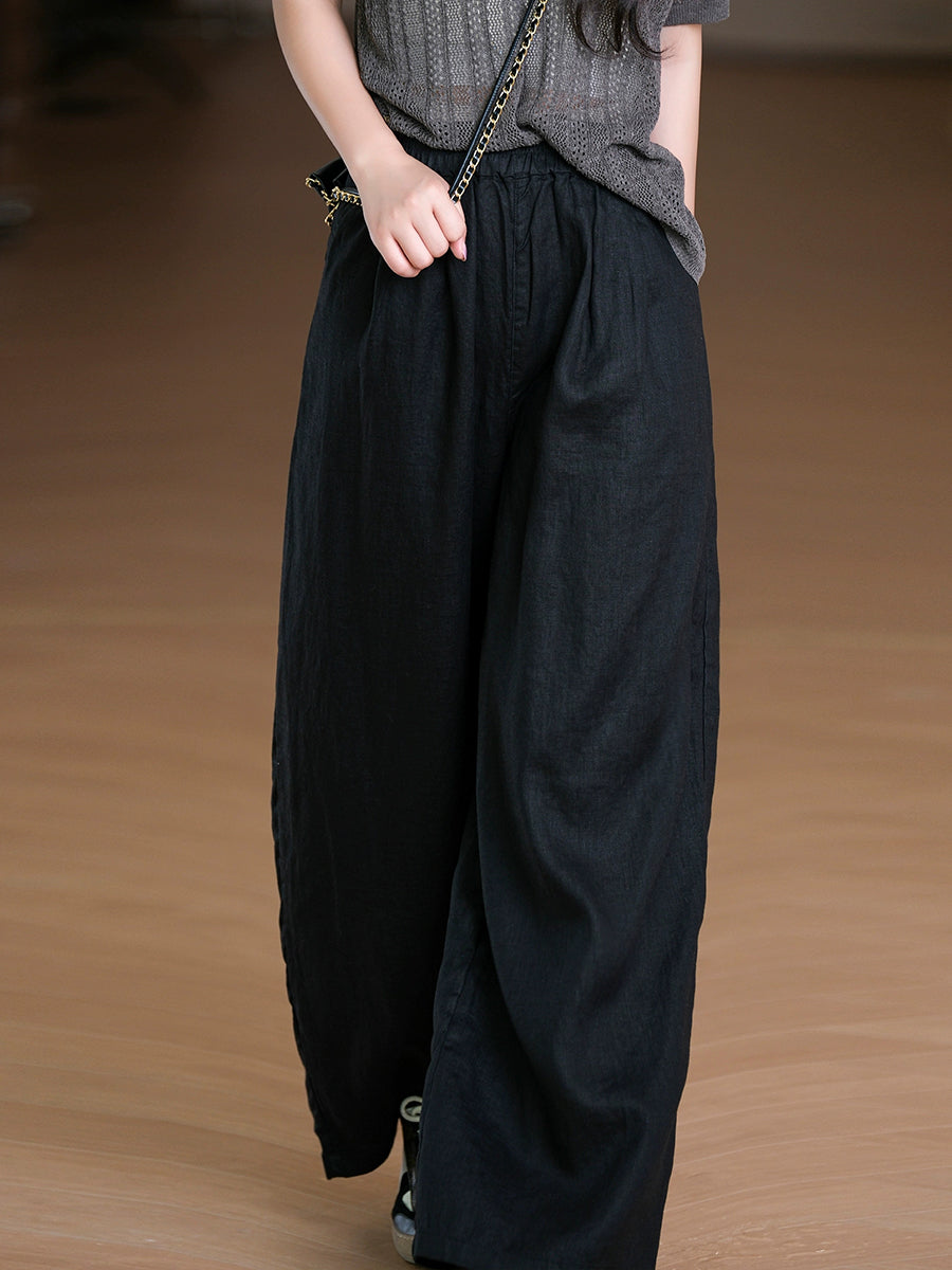 Color 100%Linen Straight Summer Women Pure Pants