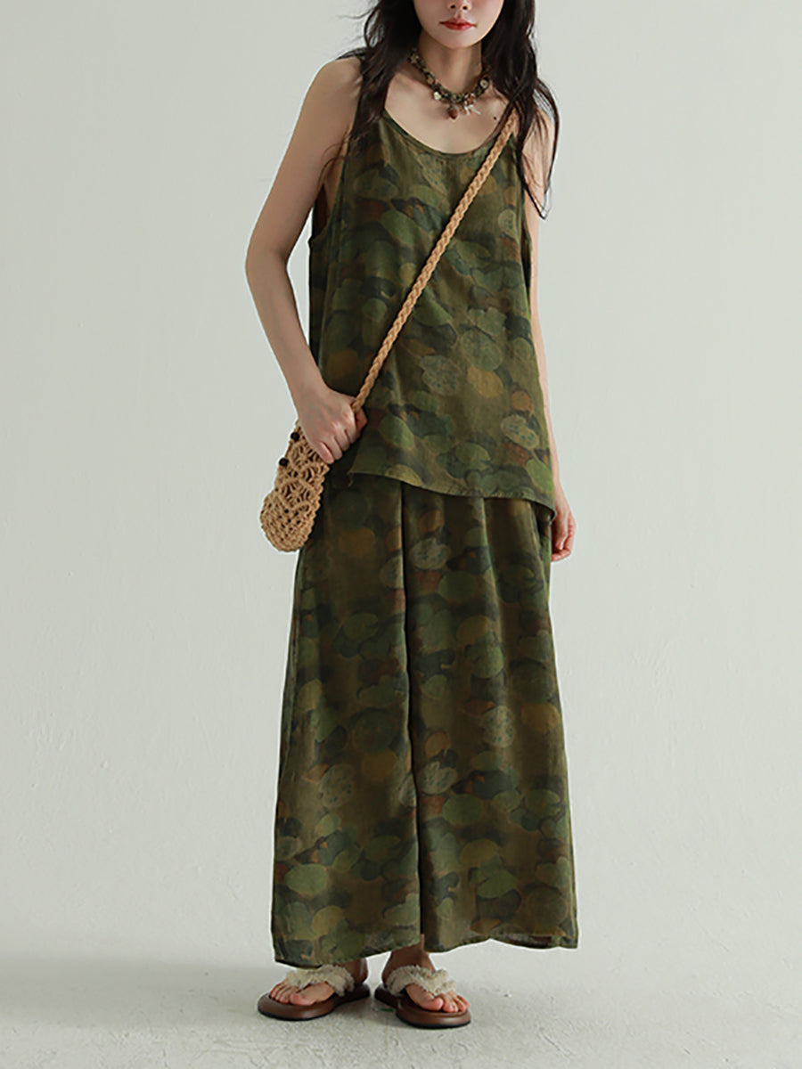 Spliced Skirt Retro 100%Cotton Lotus Women Summer Leaf