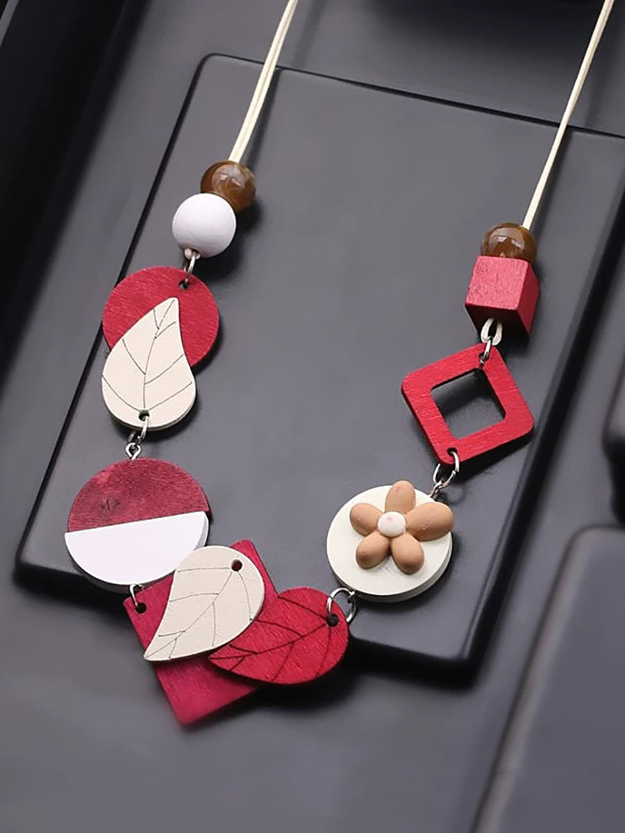 Wooden Necklace Weave Women Fashion Geometric
