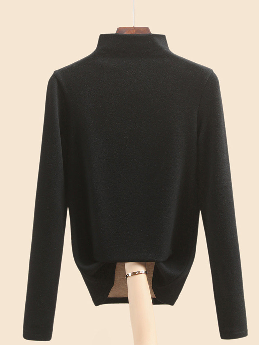 Autumn Half-Turtleneck Blouse Casual Women Warm Base