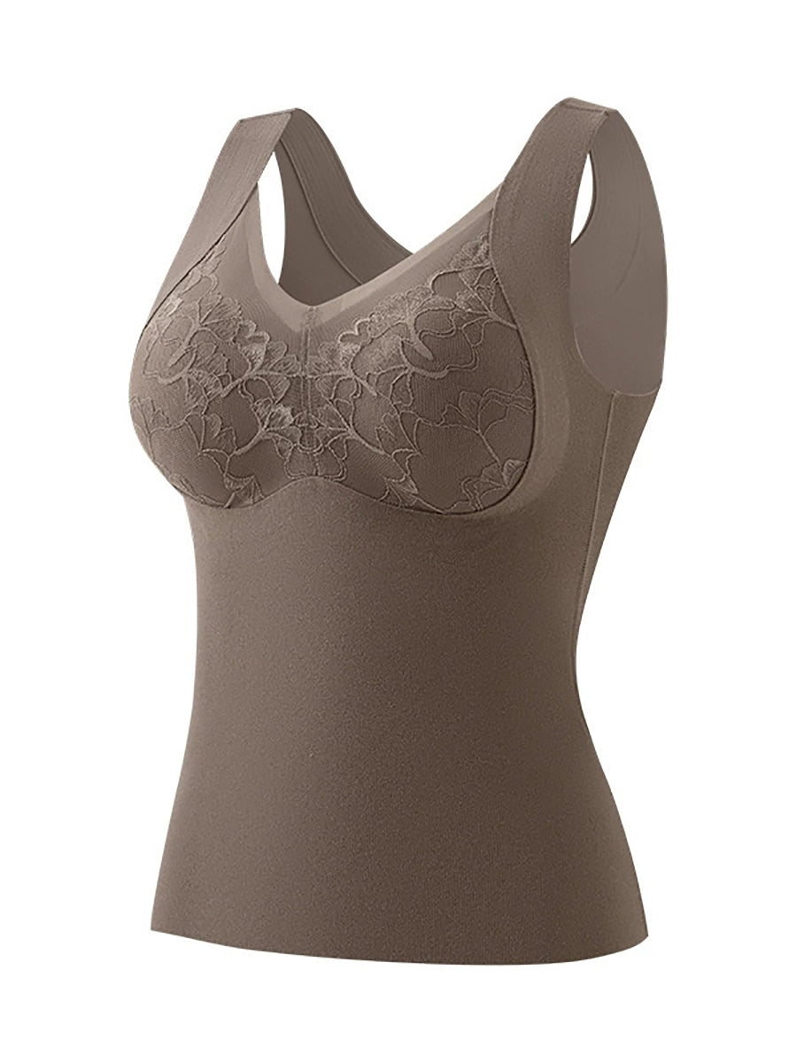 Lace Bottom Women Artsy Vest Autumn V-Neck Spliced