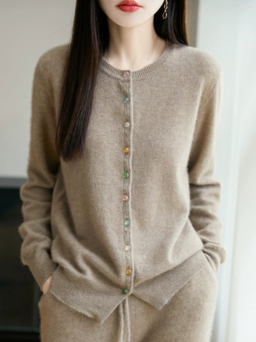 Sweater Casual Autumn Pure Knitted Color Women O-Neck