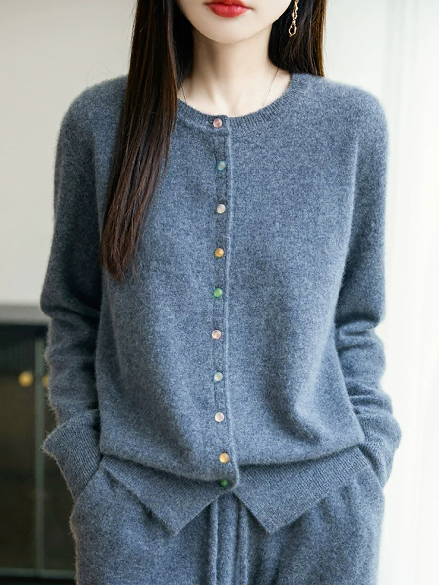 Sweater Casual Autumn Pure Knitted Color Women O-Neck