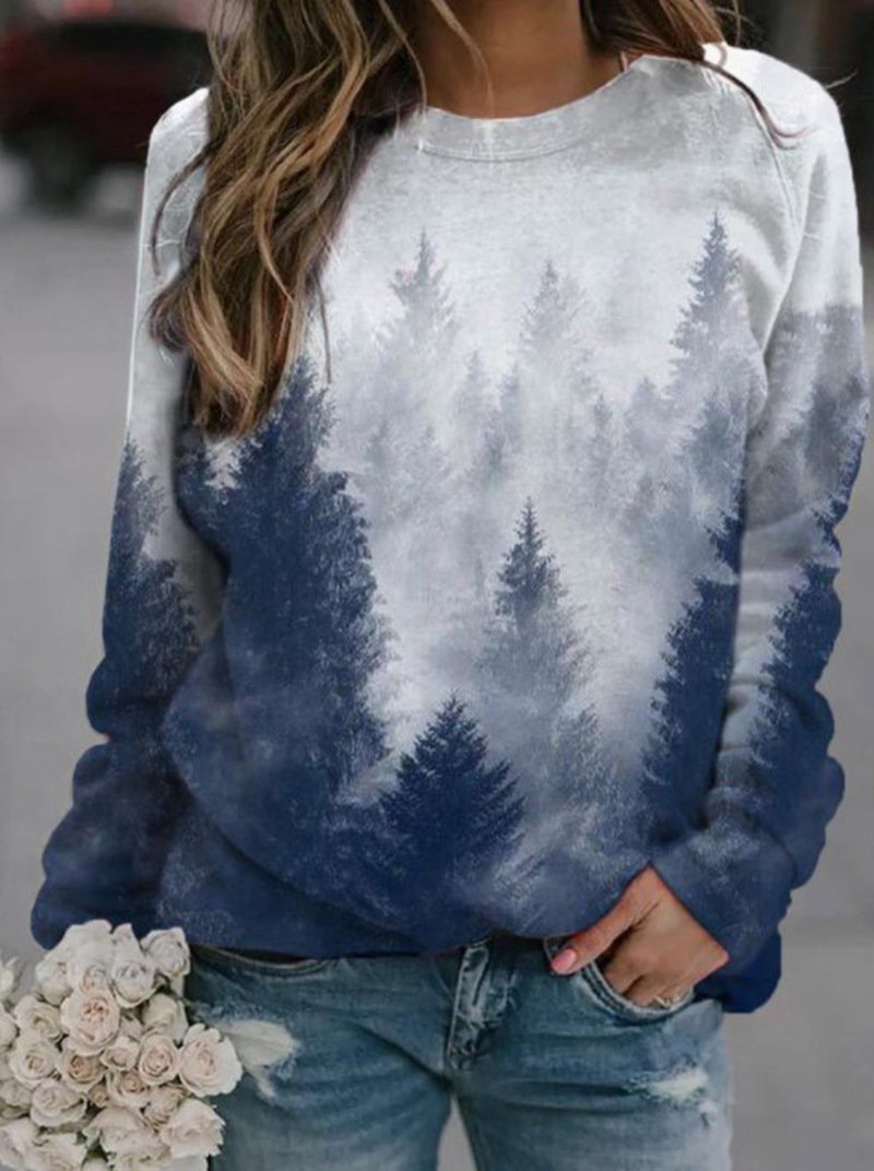 Casual Cotton-Blend Printed Sweatshirt  AD839