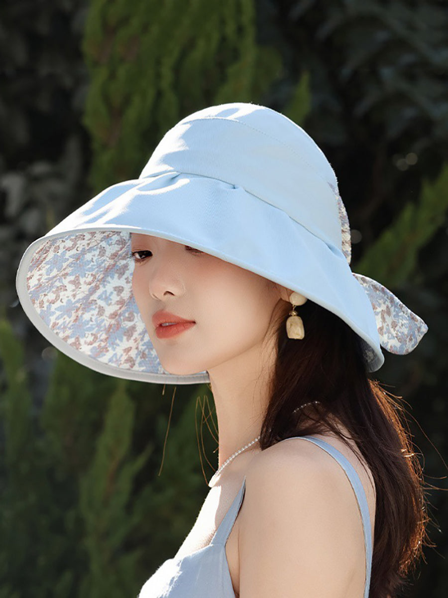 Sunproof Women Summer Bowknot Hat Artsy Floral