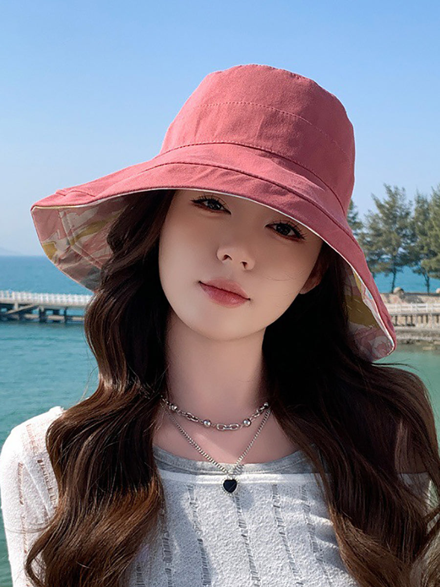 Flower Summer Sunproof Hat Wearing Dual-side Women