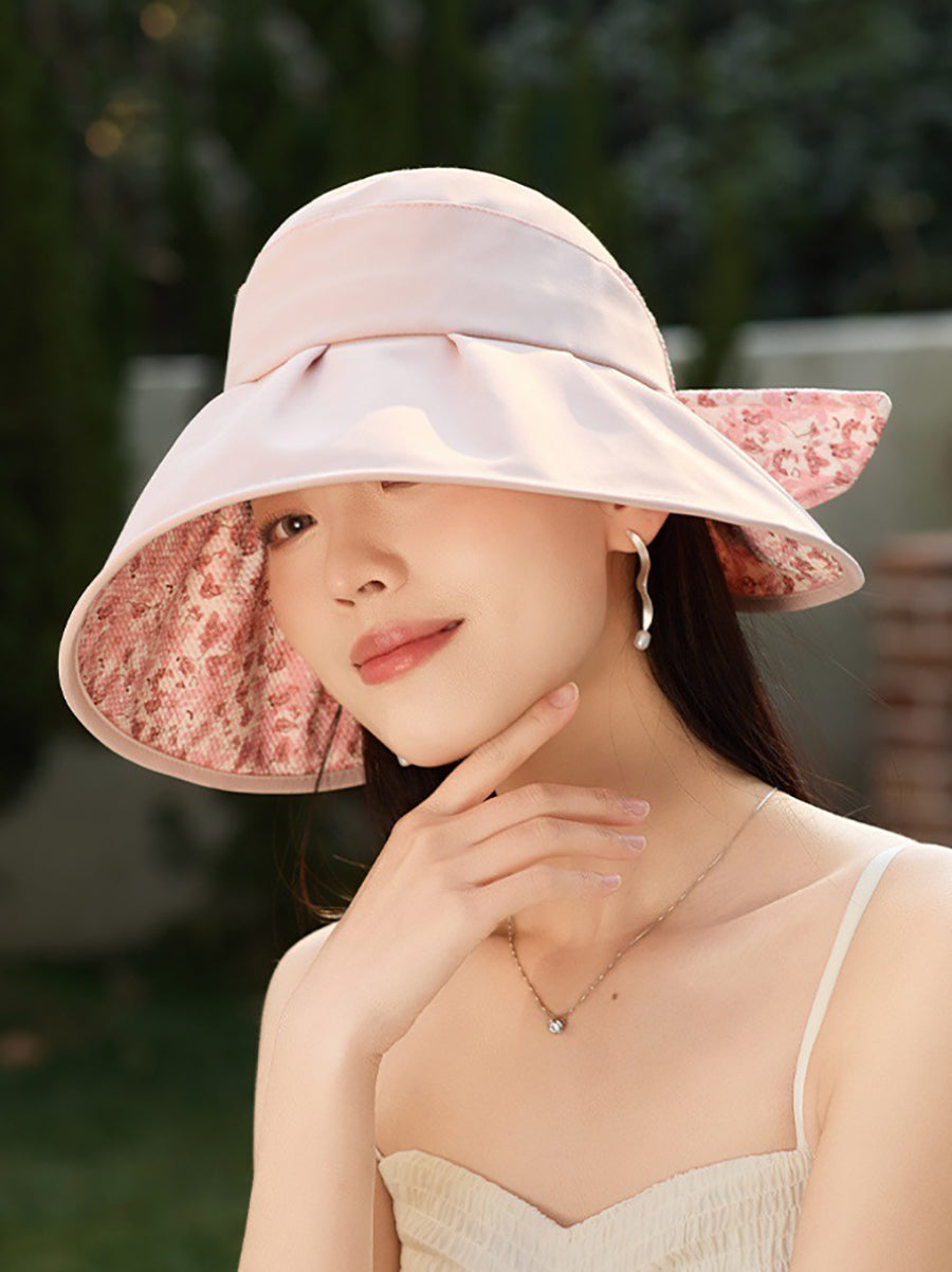 Sunproof Women Summer Bowknot Hat Artsy Floral