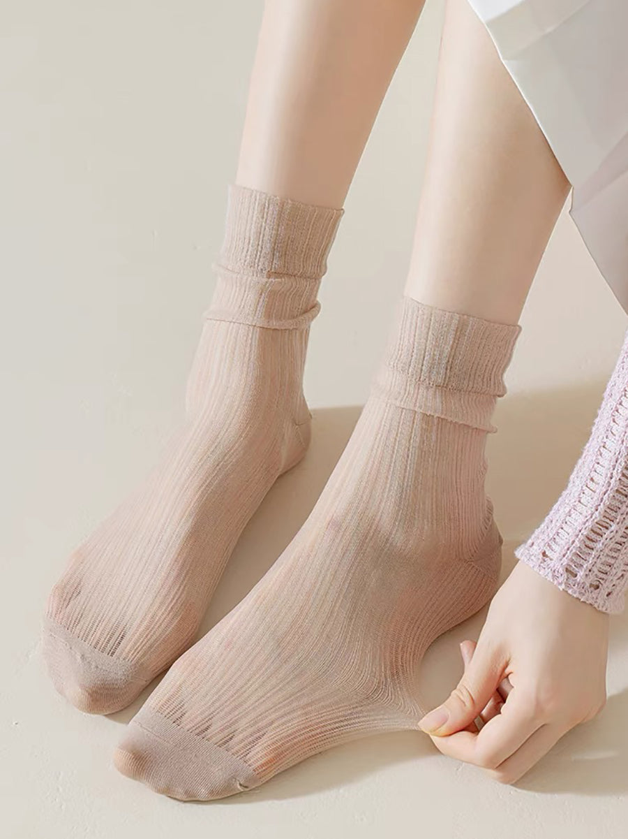 7 Pairs Women Summer Solid Thin Socks II1016