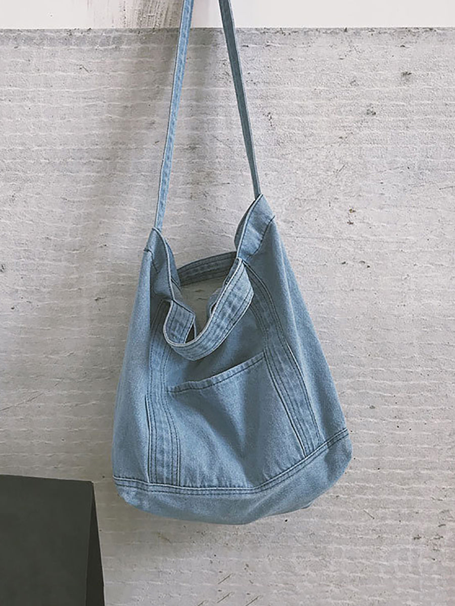 Sac à main vintage en denim uni épissé à bandoulière OP1038 