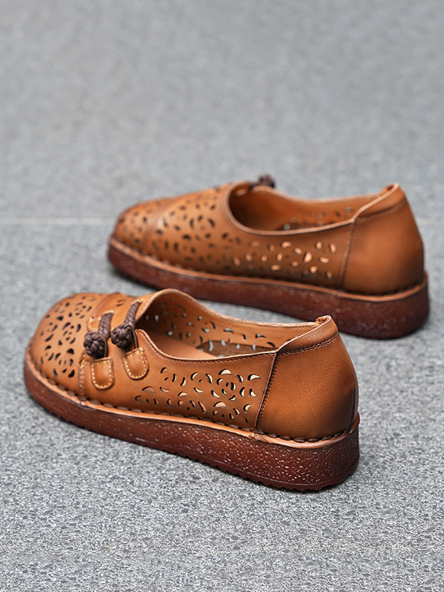 Women Hollow Low Shoes Heel Out Summer Ethnic