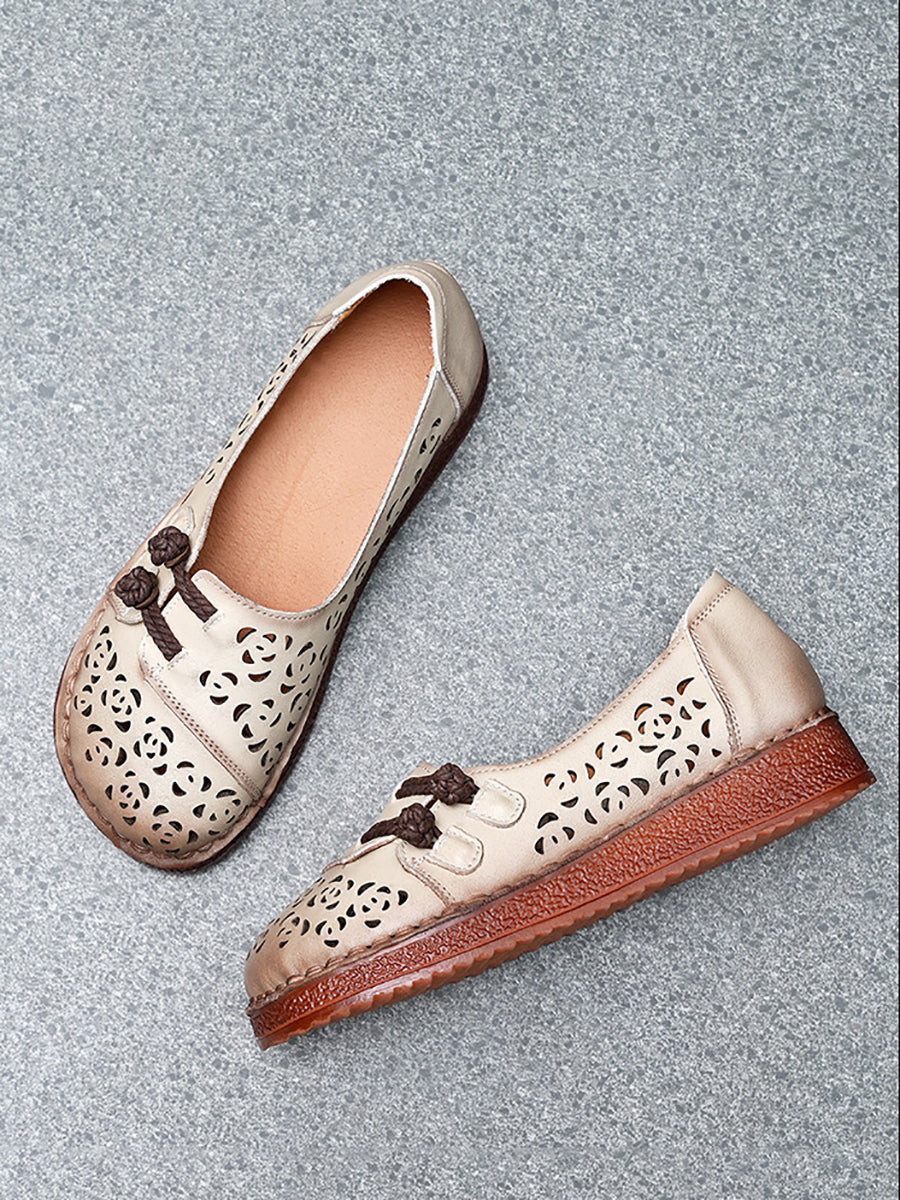 Women Hollow Low Shoes Heel Out Summer Ethnic