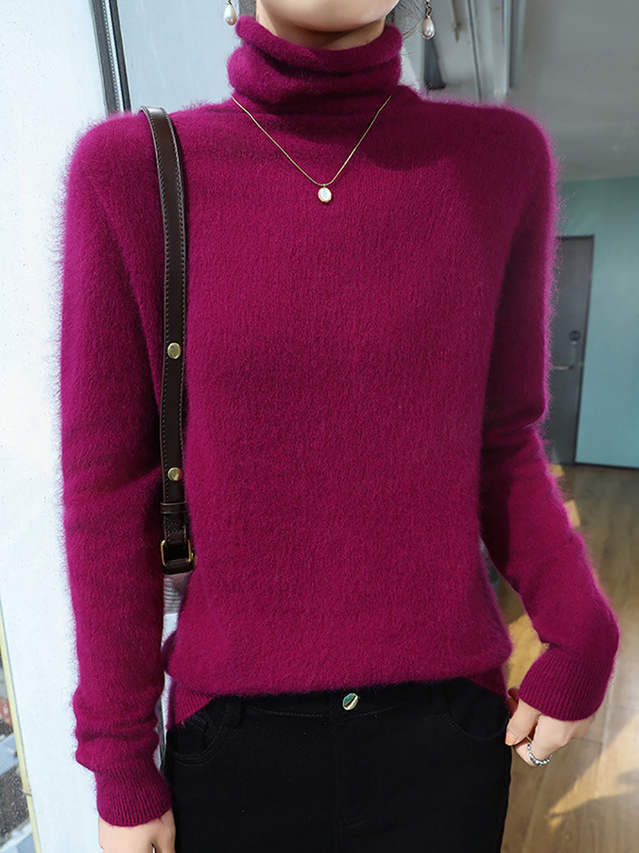 Women Autumn Turtleneck Wool Soft Warm Knit Sweater AV1029