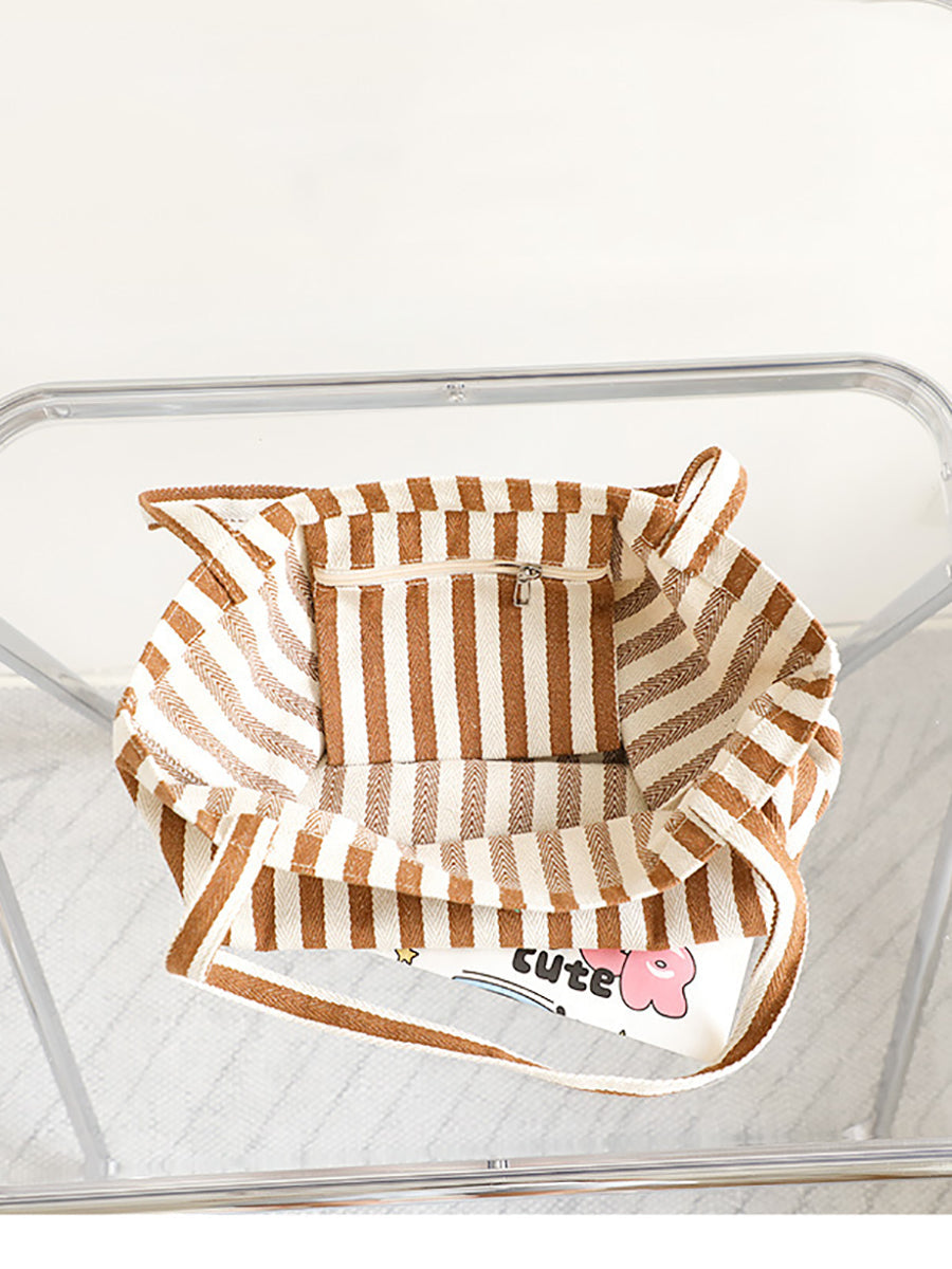 Canvas Stripe Casual Bag Women Shoulder