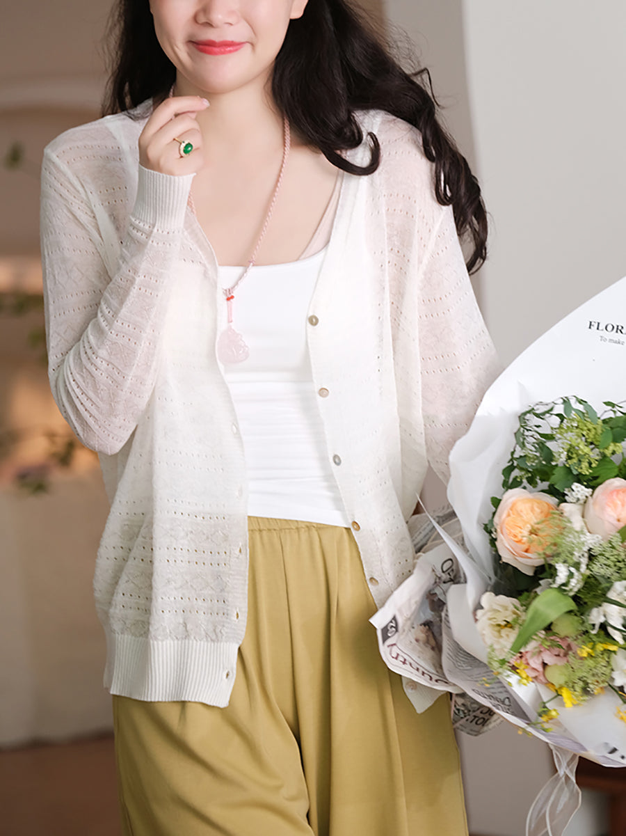 Women Spring Solid Casual V-Neck Knitted Shirt SC1009