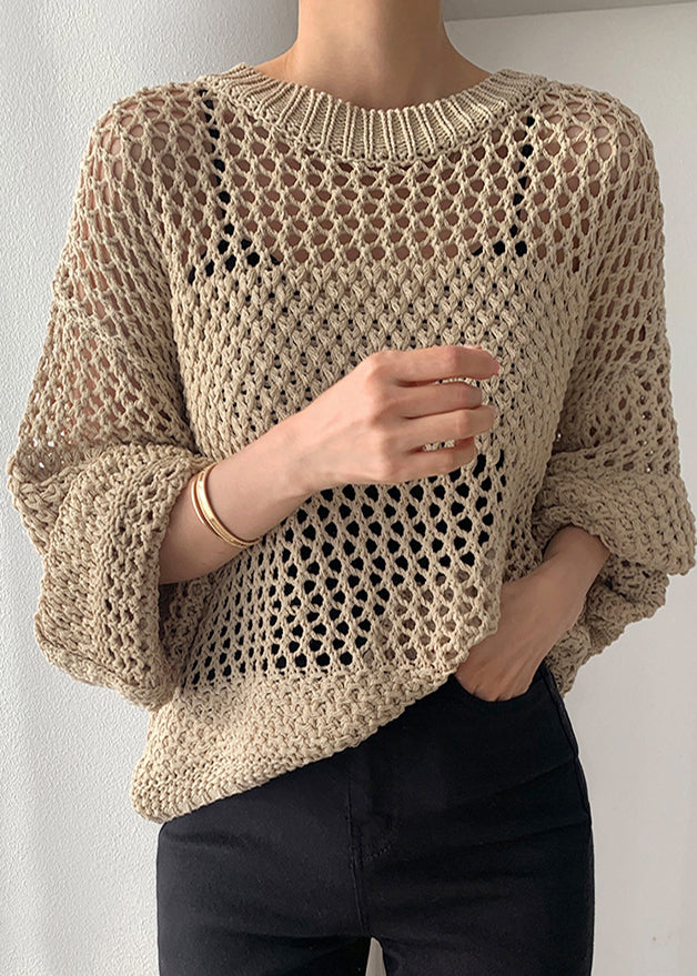 Oversized Hollow Knit Spring Out Sweaters Black Style