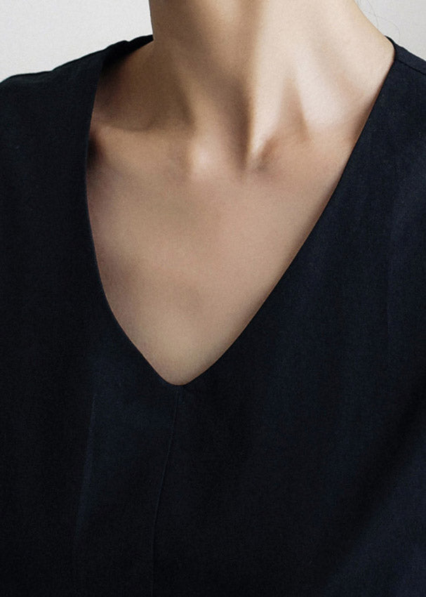 Lantern Dress Cotton Black Vacation Wrinkled Sleeve Pockets