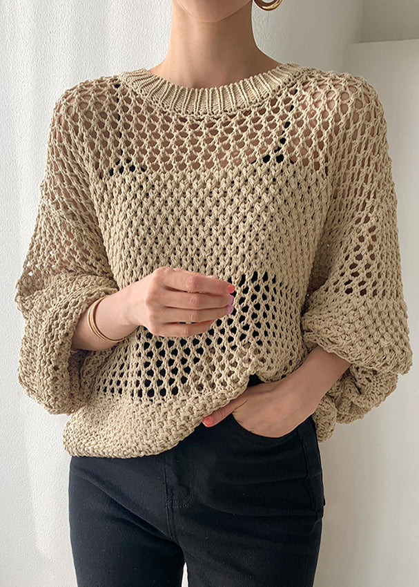 Oversized Hollow Knit Spring Out Sweaters Black Style