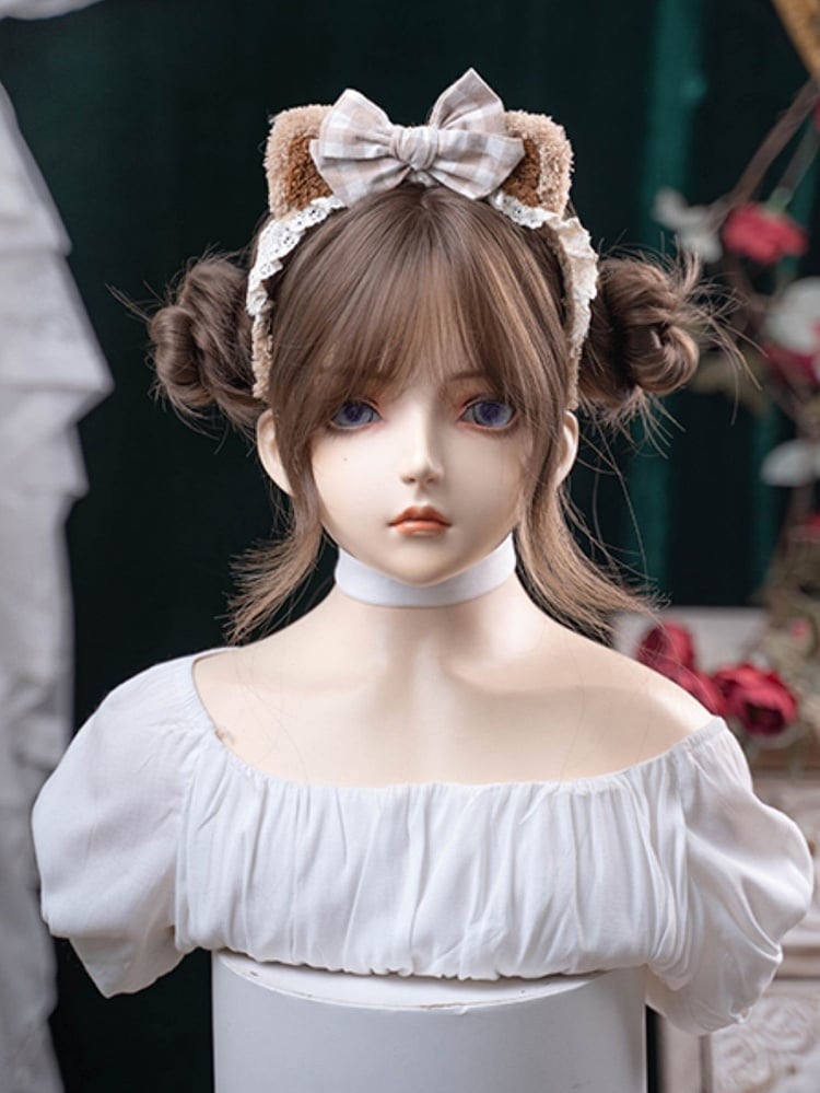 Bangs 71CM Brown Length Wig Wavy With Air