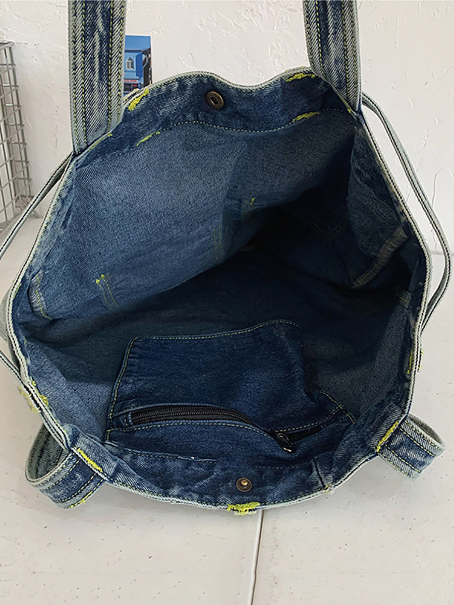 Damen Vintage Feste Tasche Denim Handtasche Schultertasche BN1033