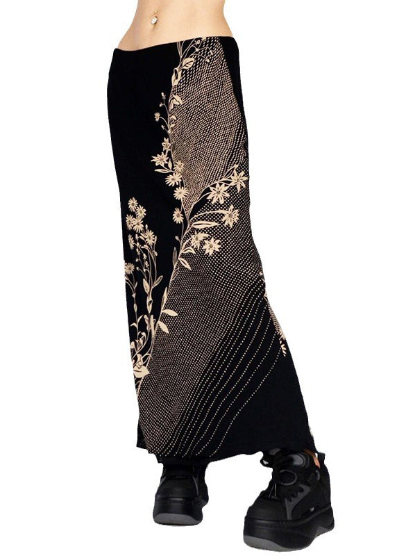 Art Skirts Black Spring Low Print Waist Holiday