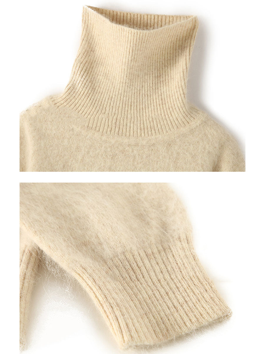 Women Autumn Casual Turtleneck 100%Wool Soft Sweater BA1060