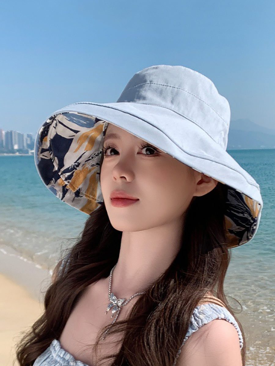 Flower Summer Sunproof Hat Wearing Dual-side Women