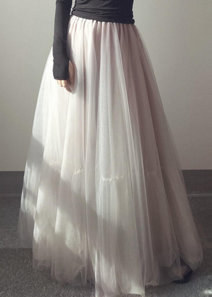 Skirts White Waist Patchwork Line Elastic Tulle Italian A