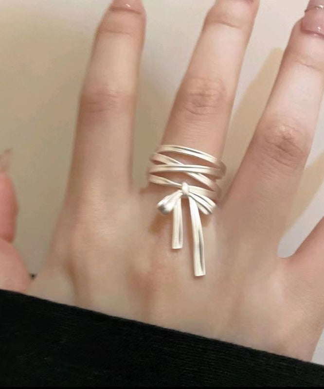 Rings DIY Bow Ribbon Silk Silver Sterling