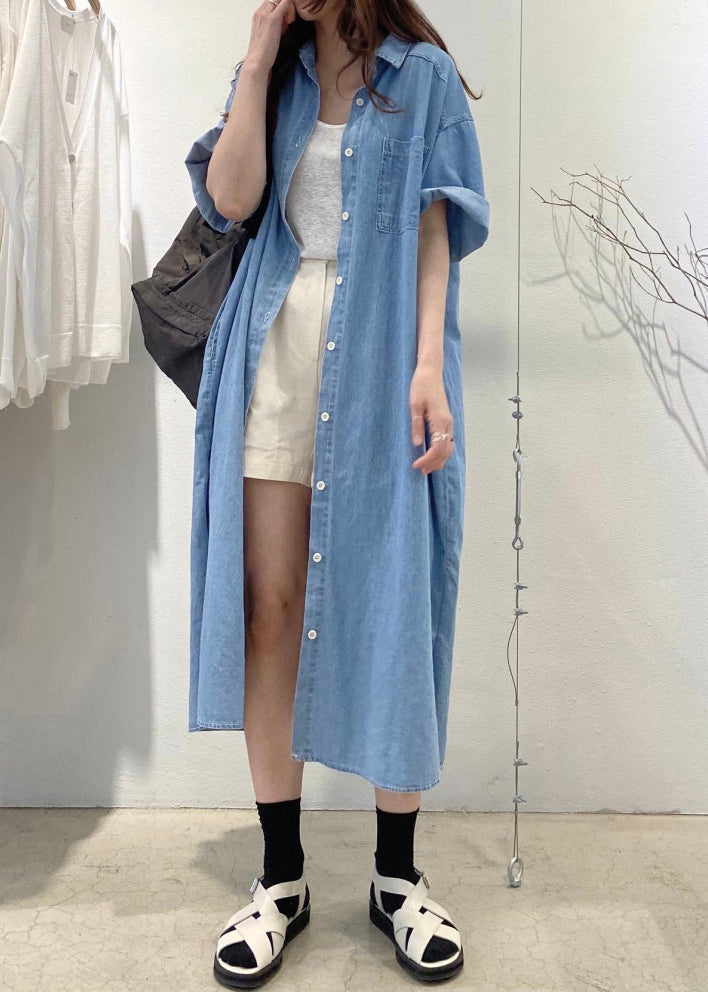 Denim Boho Blue Summer Oversized Holiday Dress