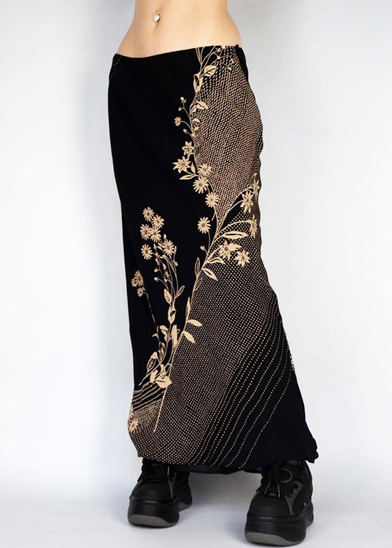 Art Skirts Black Spring Low Print Waist Holiday