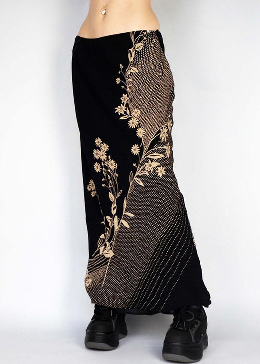 Art Skirts Black Spring Low Print Waist Holiday