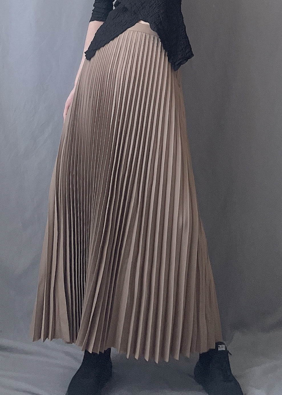 Skirts Chocolate Line Wrinkled Waist A Spring Elastic Art