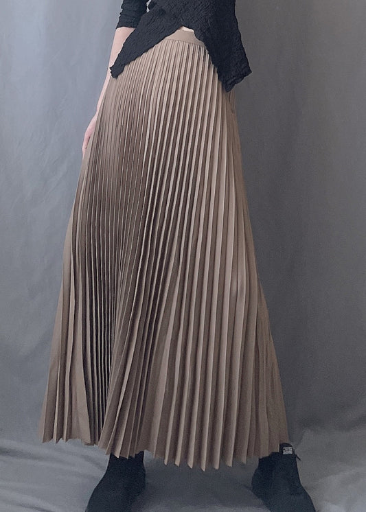 Skirts Chocolate Line Wrinkled Waist A Spring Elastic Art