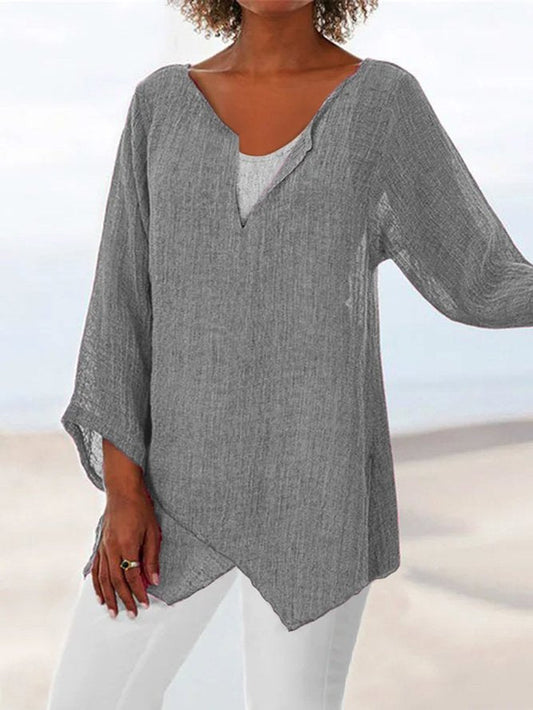 Loose Linen Women Summer Blouses AD471