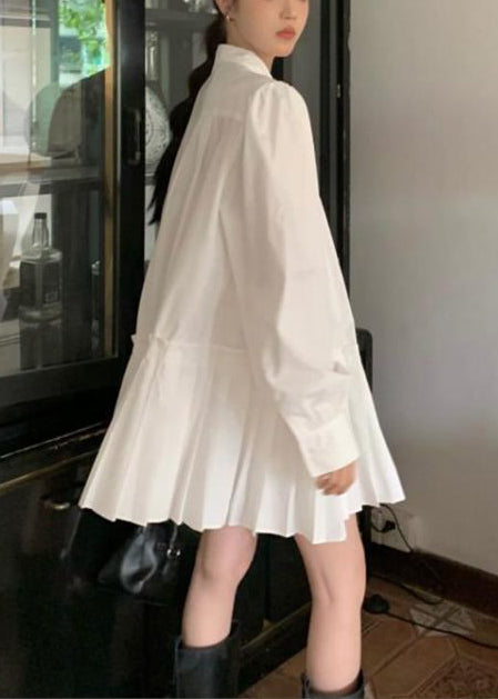 Spring White Art Dress Wrinkled Cotton Oversized Shirt