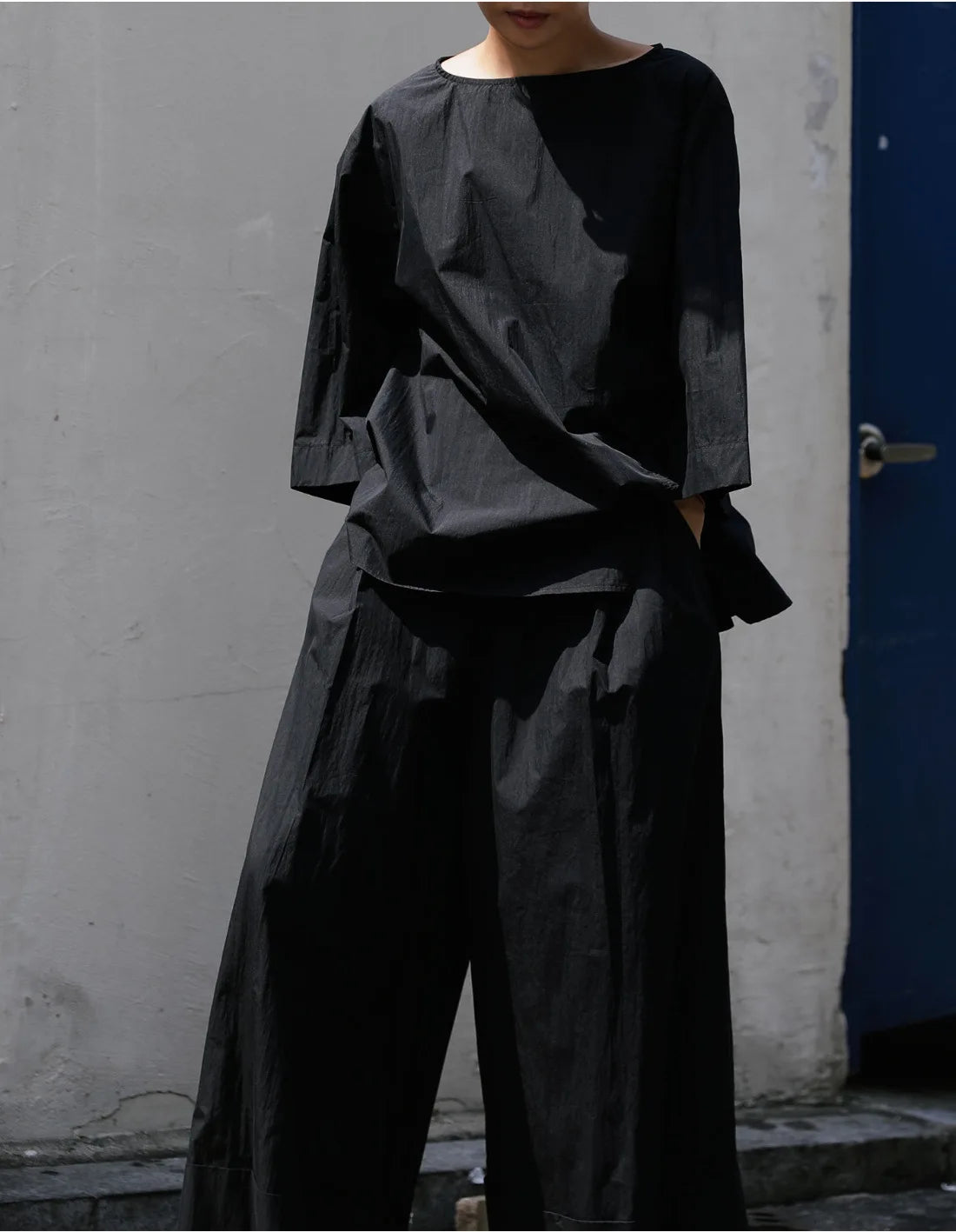 Cotton Asymmetrical Casual Sleeve Half Khaki Drawstring Top