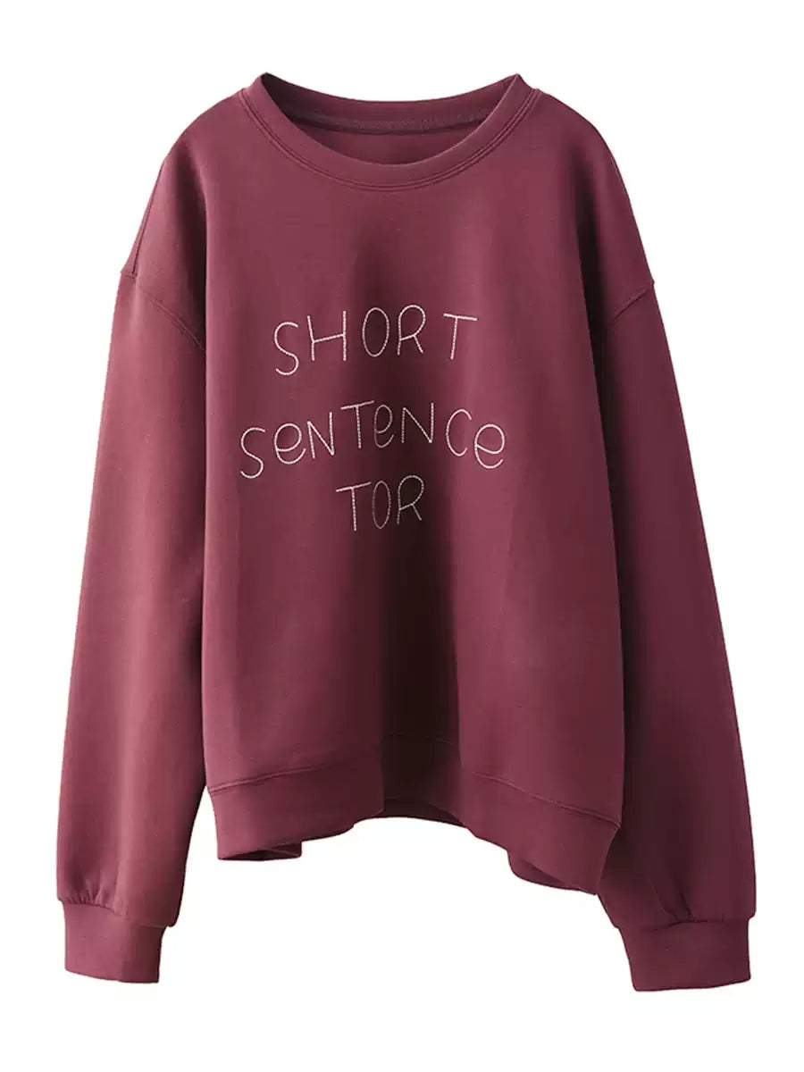 Women Autumn Letter Print O-Neck Cotton Sweatshirt AX1068