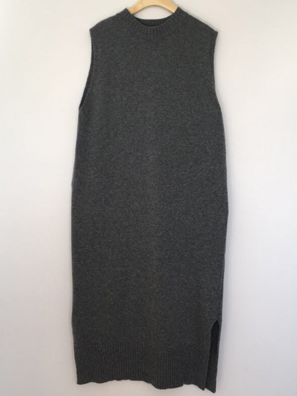 Urban Black Round-Neck Sleeveless Knit Dress QX017