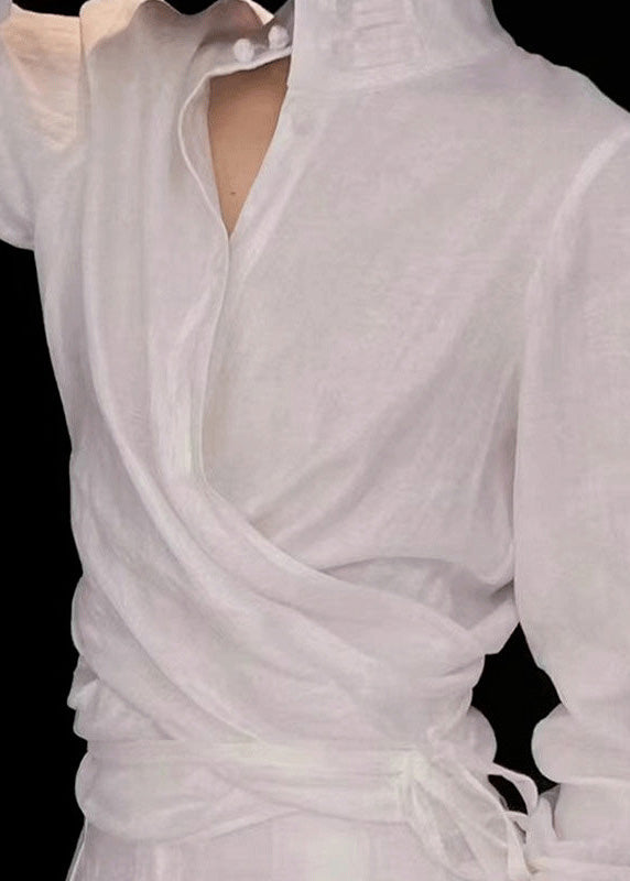 Lace Set Stand Two Up Piece Collar White Suit Linen Original