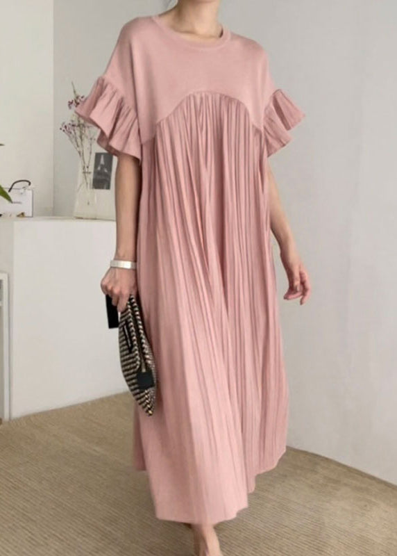 Patchwork Black Dress Oversized Women Butterfly Pleated Sleeve